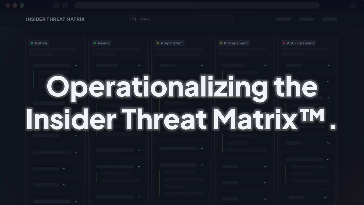 Behavioral Chaining: Operationalizing the Insider Threat Matrix™