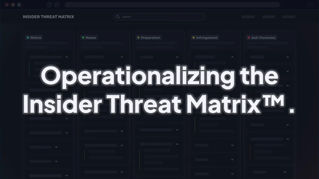 Behavioral Chaining: Operationalizing the Insider Threat Matrix™
